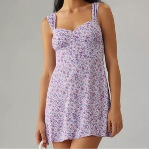 Reformation Lorelai Pastel Purple Floral Mini Dress